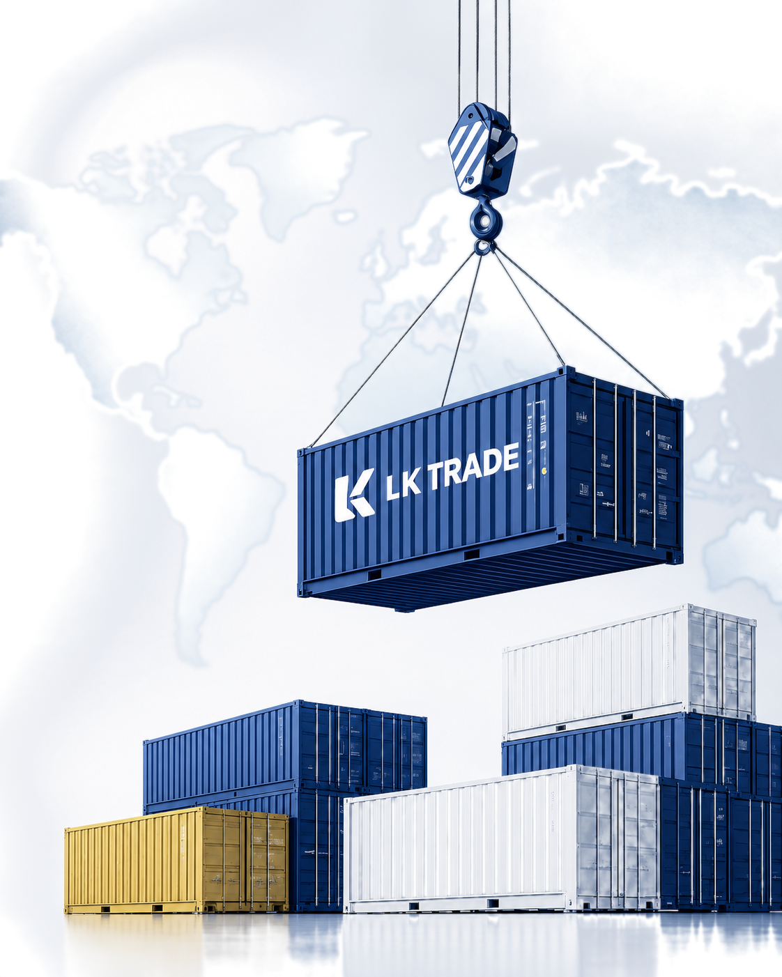 Контейнеры LK TRADE на фоне карты мира